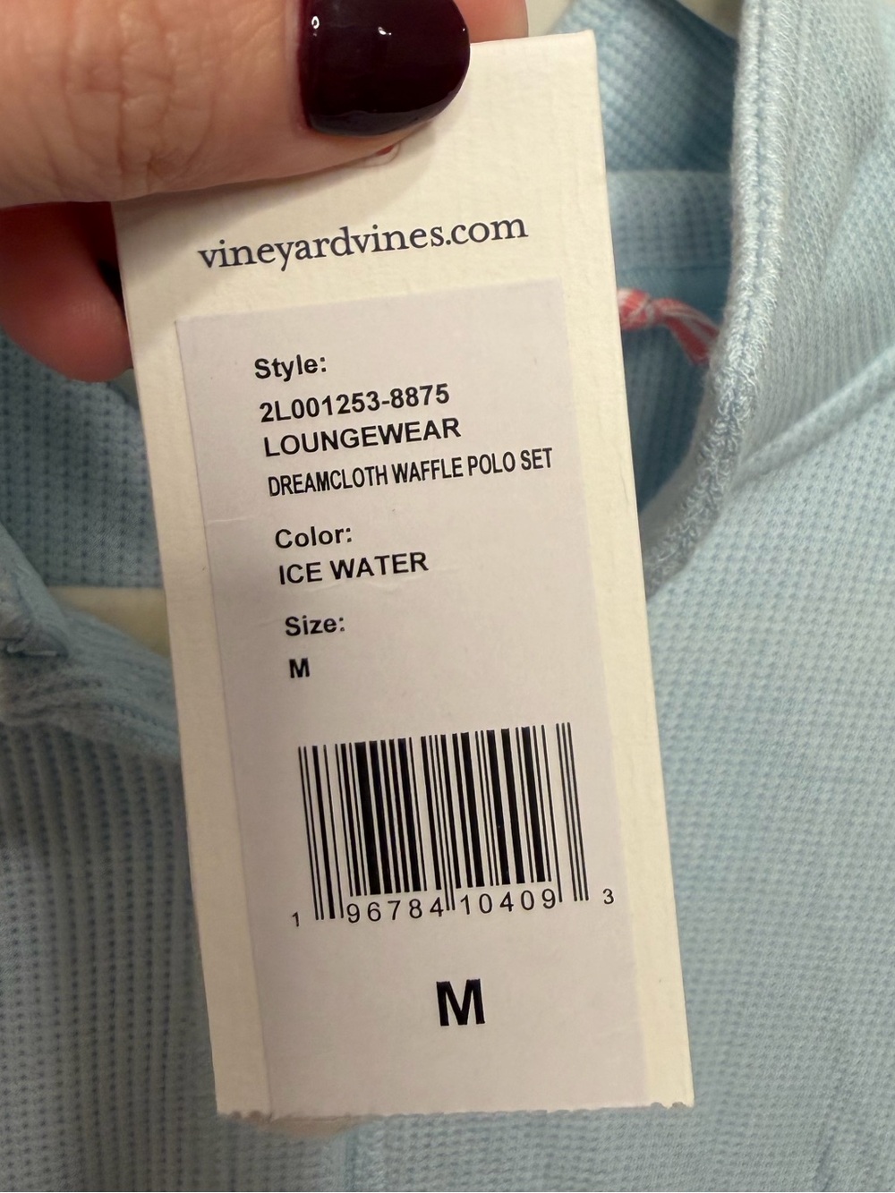 Vineyard Vines Dreamcloth Waffle Polo Top Ice Water Blue NWT Size Medium‎ - Picture 3 of 4